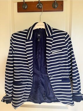 GAP Navy and White Striped Blazer Jacket